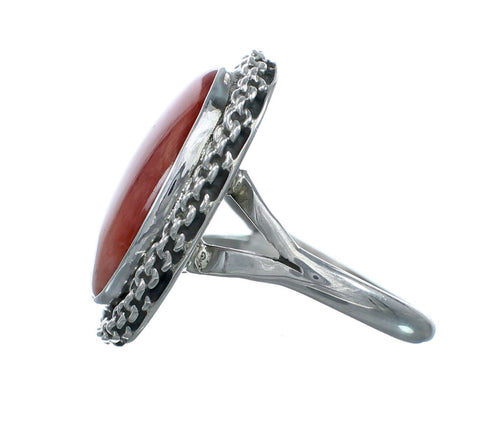 Orange Shell Oyster Navajo Sterling Silver Ring Size 7 NN20192